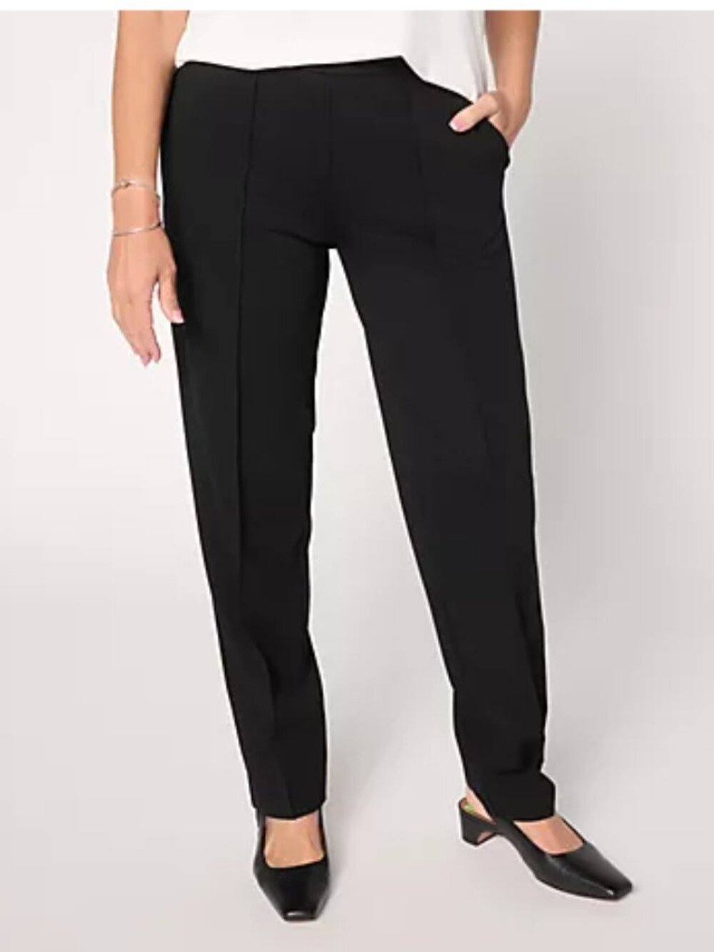 Susan Graver Regular Liquid Ponte Straight Leg Pull-On Pants - Size: Large - NIP